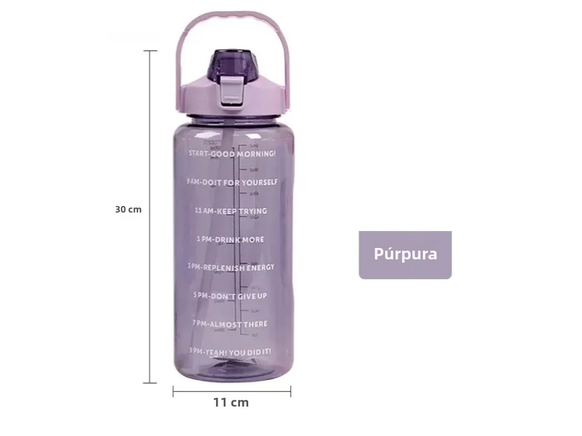 Botella deportiva con tapa de pajita, capacidad de 2 litros, portátil. Mdug (morado)