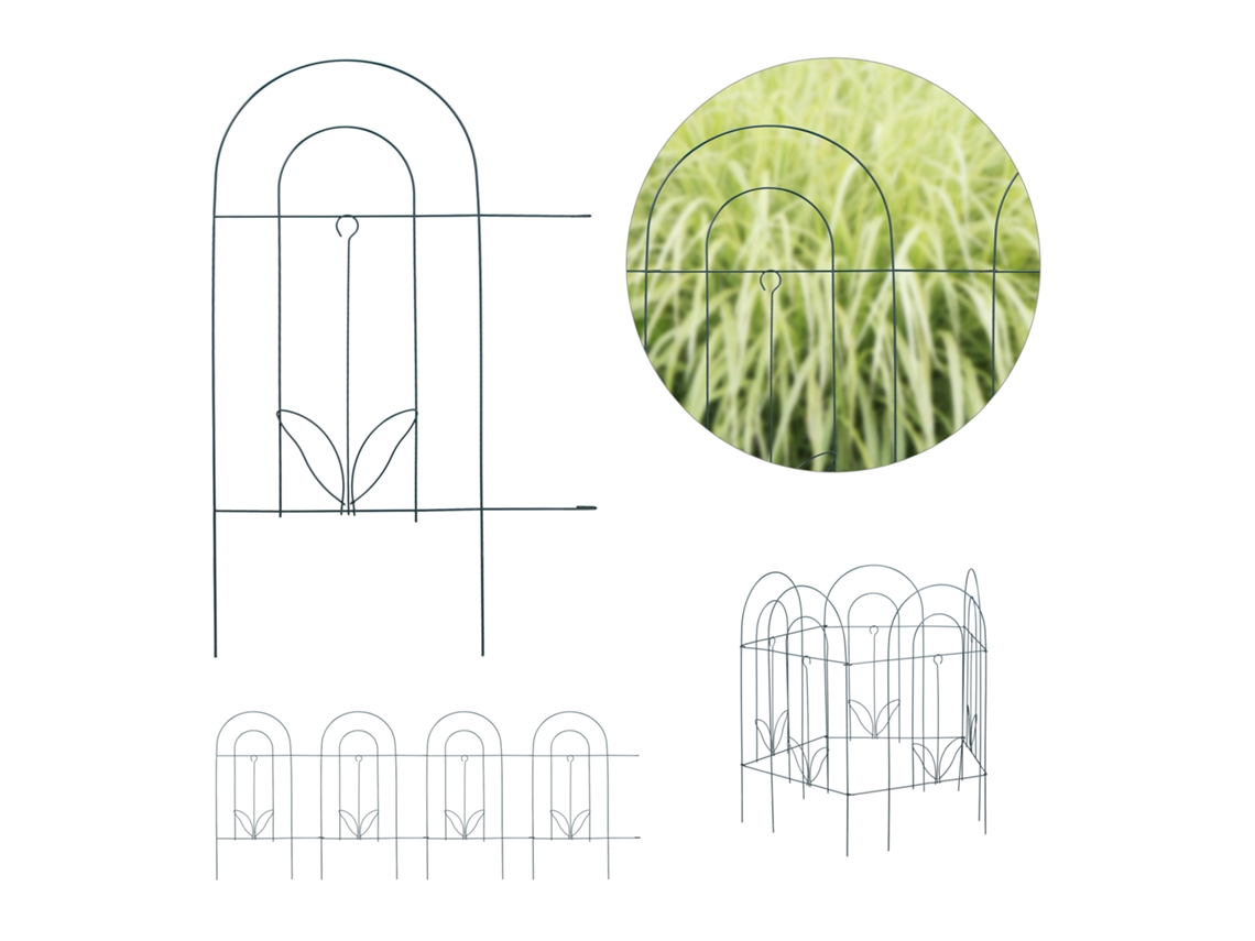 Vedação Para Canteiros Relaxdays, 5 Partes Para Jardim, Vedação Em Metal, Para Enterrar, Axl: 62 X 244 Cm, Verde