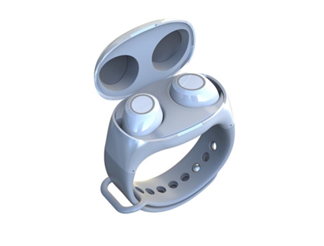 Auriculares Bluetooth True Wireless Tipo de muñeca Reloj Diseño liviano Estuche de carga Bt 5.0 In-Ear Earbud 5.0 Blanco