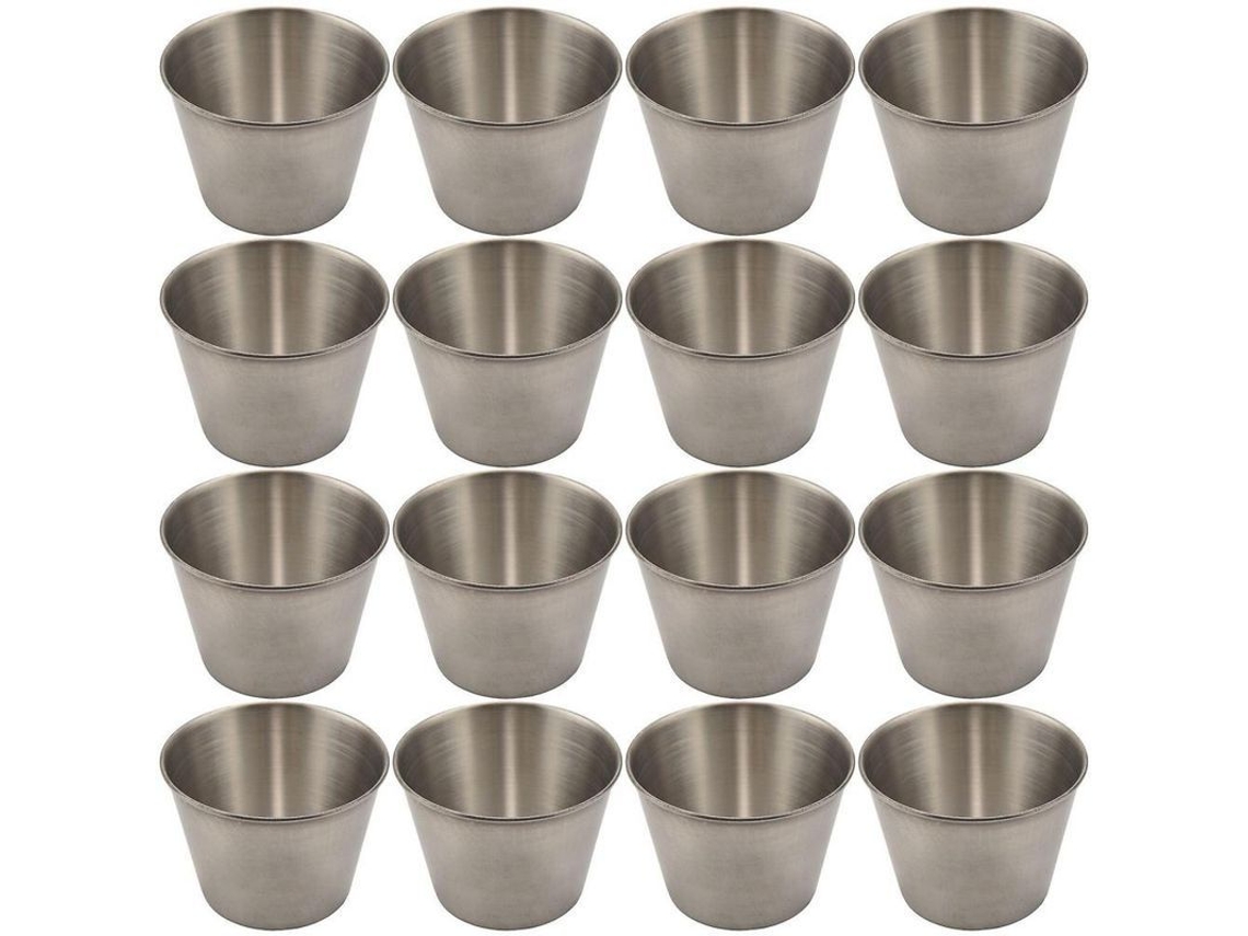 Vasos para salsas de acero inoxidable Rebe-24, vasos para condimentos comerciales, ramequines Ezm plateados