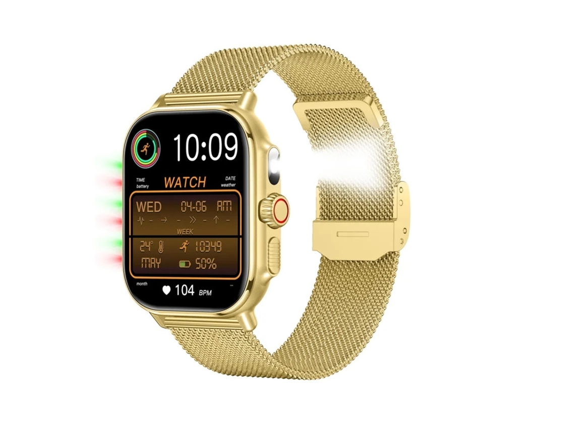 Reloj inteligente I120 de 1,95 pulgadas con Bluetooth, llamadas, monitorización de salud, 100 modos deportivos, IP76, resistente al agua, dorado, Bestvite