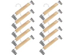 Pinzas Pantalones Acero Inoxidable Juego 10 Madera Multifuncionales Antideformación Ahorran Espacio Calcetines