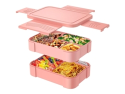 Fiambrera Bento Para Niños Y Adultos, Rosa, Con Compartimentos, Libre De Bpa, A Prueba De Fugas.
