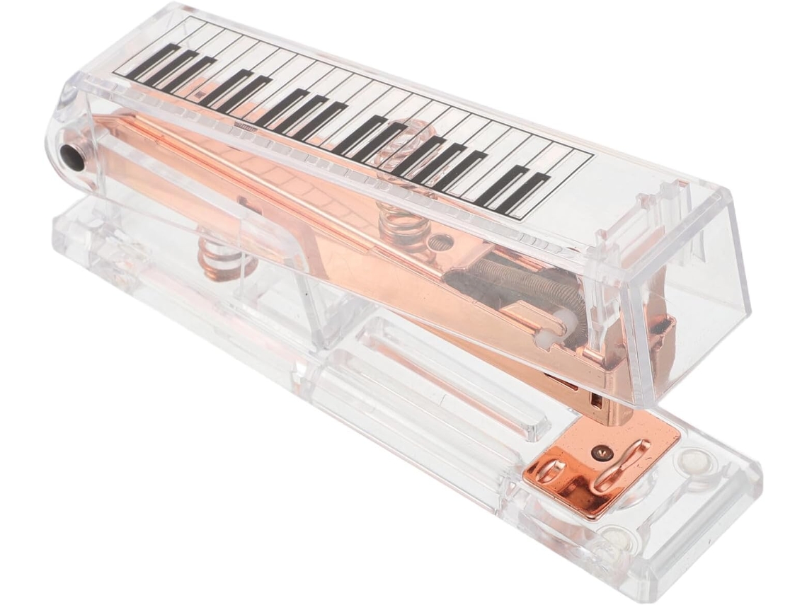 Besportble Grapadora De Escritorio Pequeña De Acrílico Transparente Con Diseño De Piano Y Piano De Esta Gra...