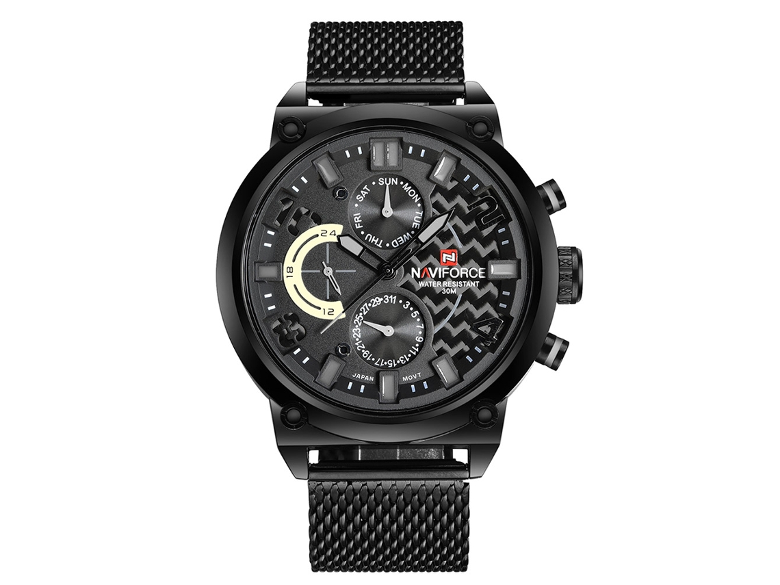 Reloj Hombre De Cuarzo Con Correa De Malla Calendario Impermeable Naviforce (blanco)