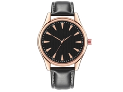 Reloj De Pulsera De Moda Para Hombre Con Correa De Pu, Esfera Redonda, Movimiento De Cuarzo Analógico, Negro.