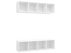 Conjunto de 2 muebles de TV de pared en madera blanca - MAISON EXCLUSIVE