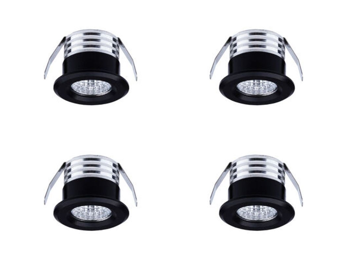 4 Mini Focos Led Proyectables, 3w, Enfoque Negro Neutro, 3000k, 300lm, Ip22