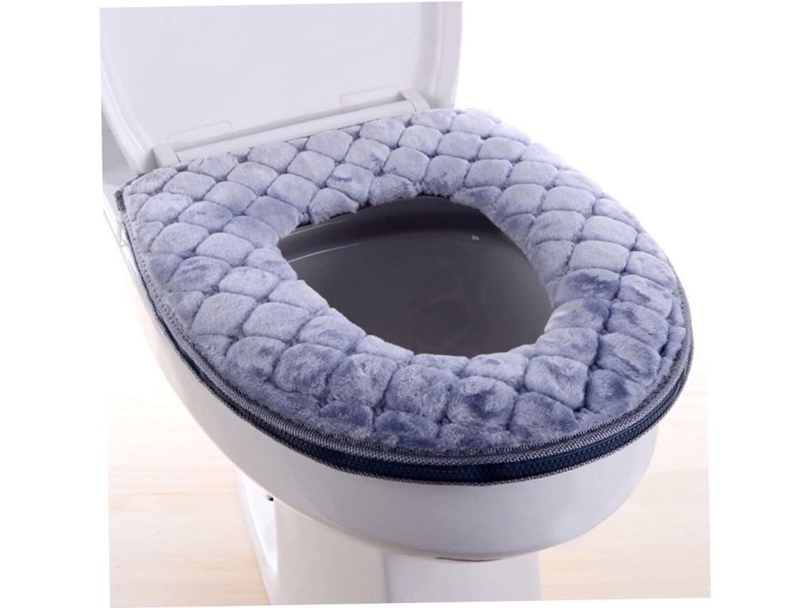 Asiento De Inodoro Acolchado - Suave - Lavable Con Agua - Universal - Con Cremallera, Gris