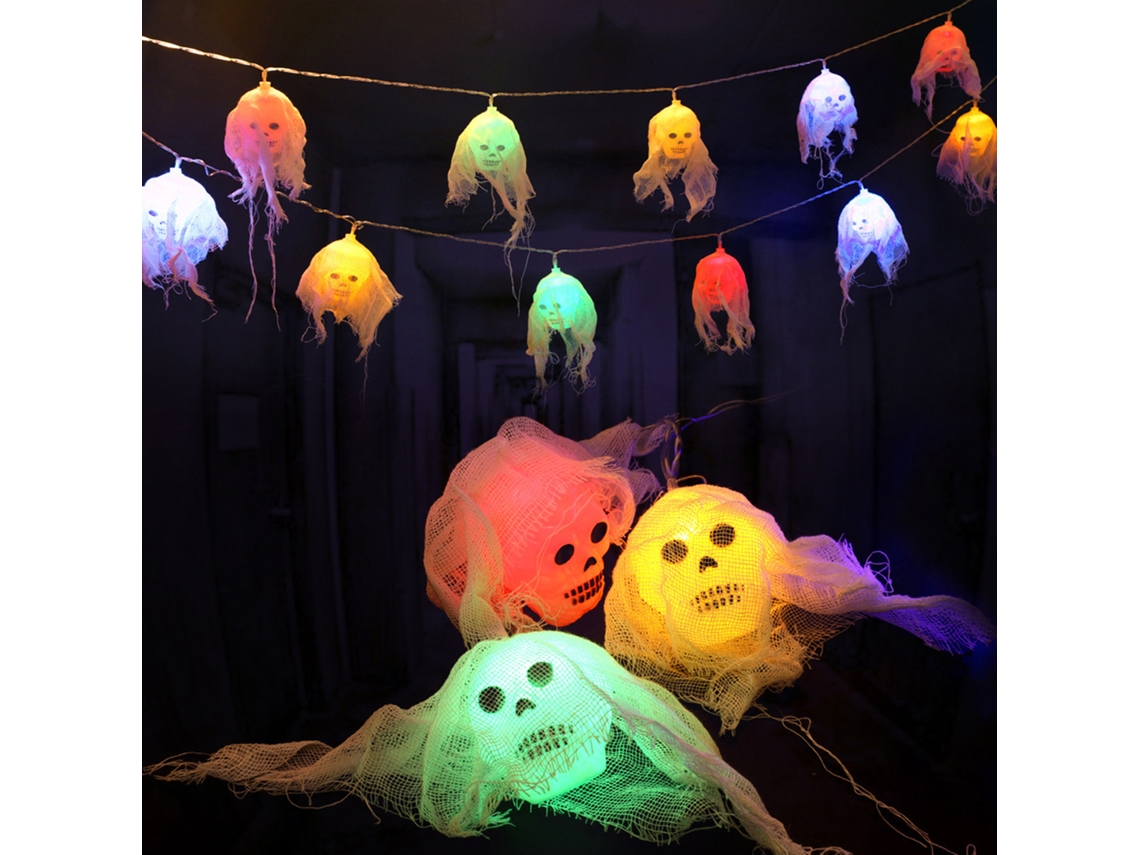 2026-luces De Cadena Con Colgantes De Fantasmas Led Luminosos Para Decoración De Halloween Interior Y Exterior