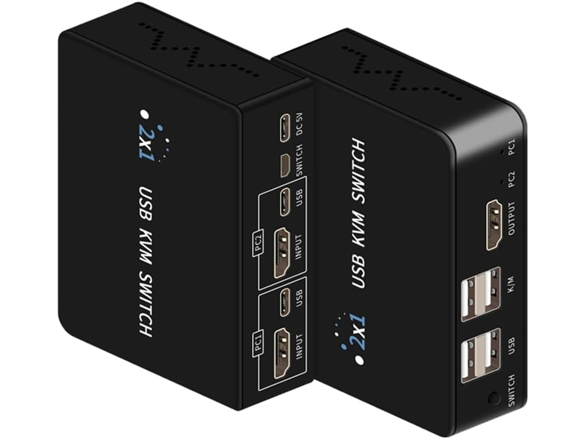 Impresora Portátil Usb, Conmutador Kvm Compartido 2 En 1, Salida 4k, Teclado De 60 Hz