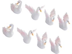 Inoomp 8 Figuras De Cisnes En Miniatura Fabricadas En Resina, Realistas, Ligeras, Para Jardines De Musgo Y Terrarios