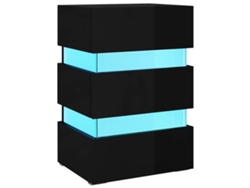 Mesita de noche con luces LED, madera negra brillante, MAISON EXCLUSIVE (45x35x52 cm)