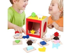 Juego De Emparejar Formas De Madera - Caja Sensorial De Madera Natural | Rompecabezas Educativo Para