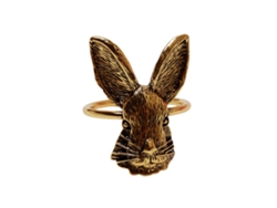 Anillo para servilletas con forma de conejito de Pascua en oro antiguo, 5 cm.