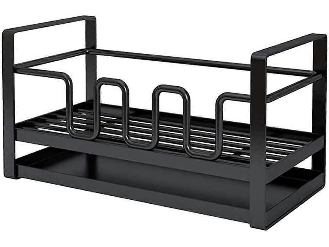 Organizador De Esponjas Para Fregadero De Cocina Con Bandeja De Drenaje, Multifunción, Negro