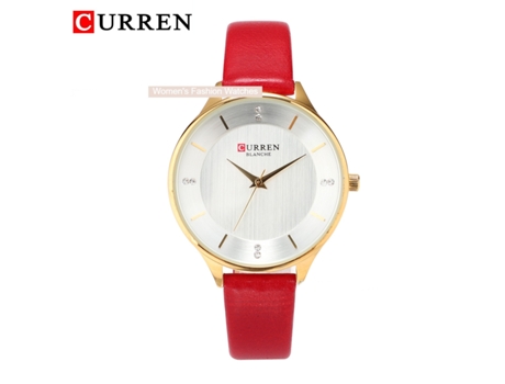 Reloj para mujer Relojes con correa de cuero genuino para mujer Reloj casual de moda para muñecas de mujer Relojes de pulsera -Rojo LUUCOZK