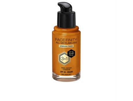 Base de Maquillaje Cremosa Max Factor Face Finity All Day Flawless 3 en 1 Spf 20 Nº W95 Hazelnut 30 ml