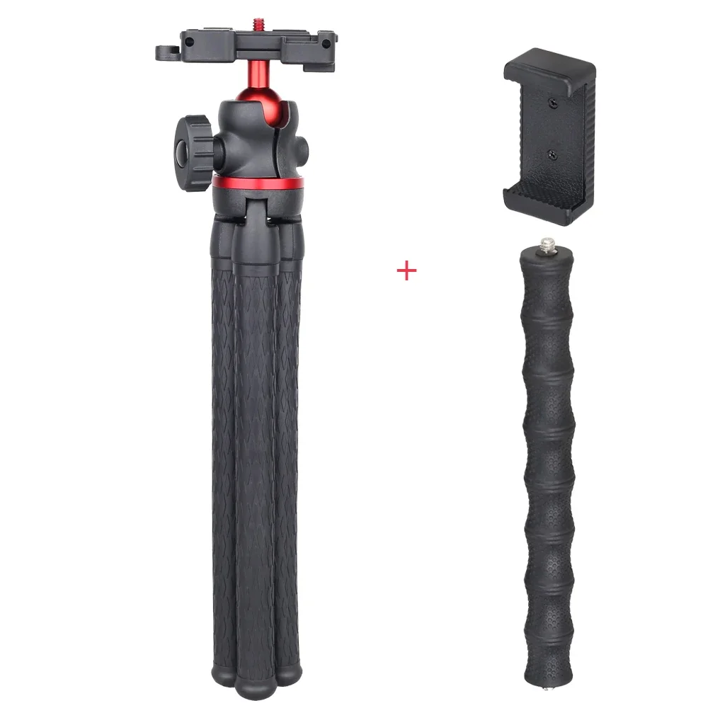 Trípode Pulpo Flexible DT5, para Celulares y DSLRs, Control Remoto, Portátil y Versátil, para iPhone 16 Pro Max, Samsung, Incluye Soporte para Celular