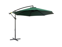 Toldo de jardín Ø295x245cm, basculante excéntrico con manivela, base en cruz, soporte de acero, verde PMM CAPITALI