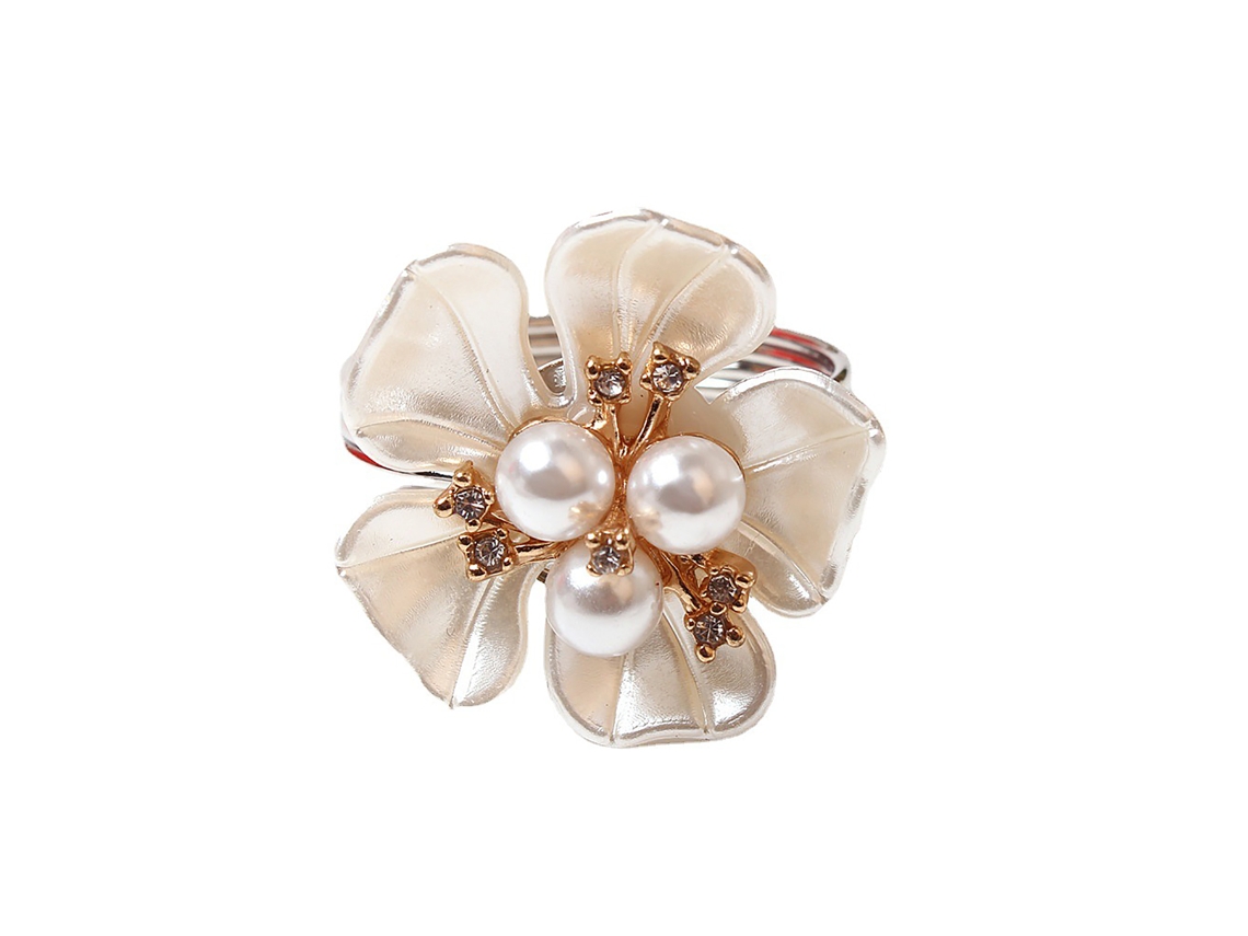 Anillos para servilletas de boda con forma de flor de perlas de 3,8 cm