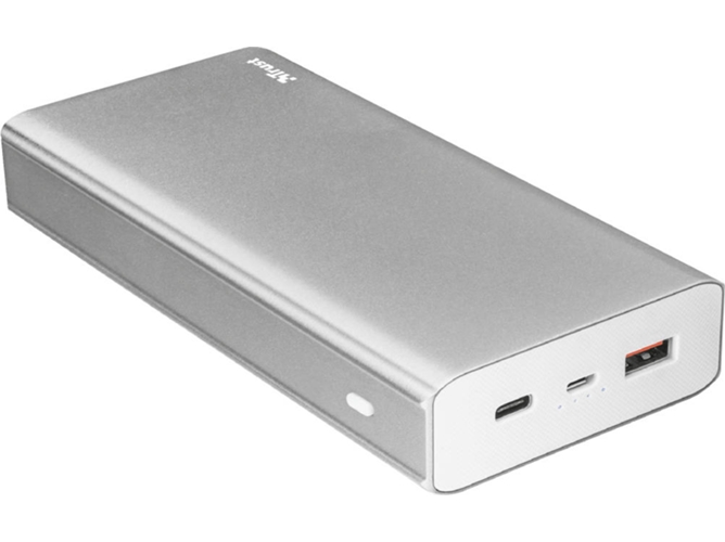Batería Externa Trust urban omni plus metal powerbank 20000mah tipo a 5v 20000m de 20.000 con puerto usbc y qc3.0 color plata 20000 1