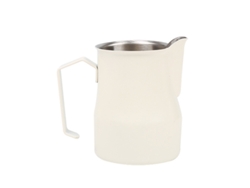Espumador de leche de acero inoxidable de 350 ml con asa, ideal para el hogar, cafeterías, etc., color plateado. Sfushos (354 ml)