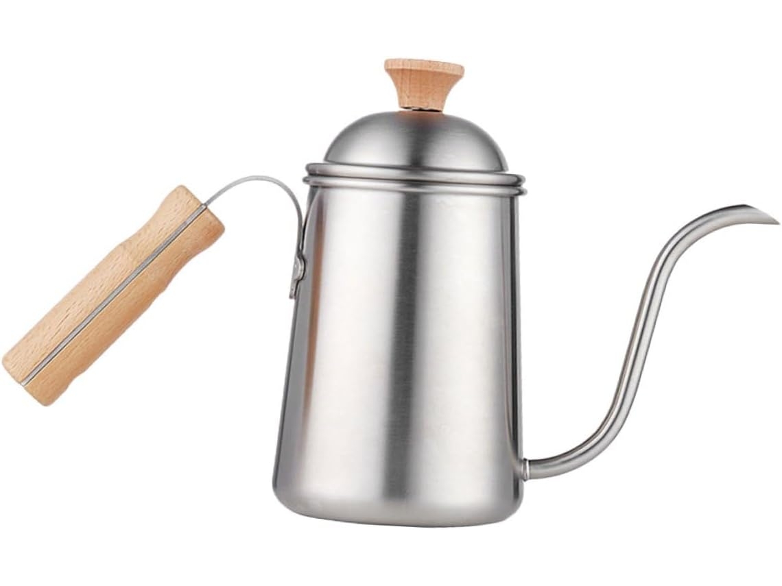 Hervidor de camping de acero inoxidable 304 con asa, 1 pieza, madera