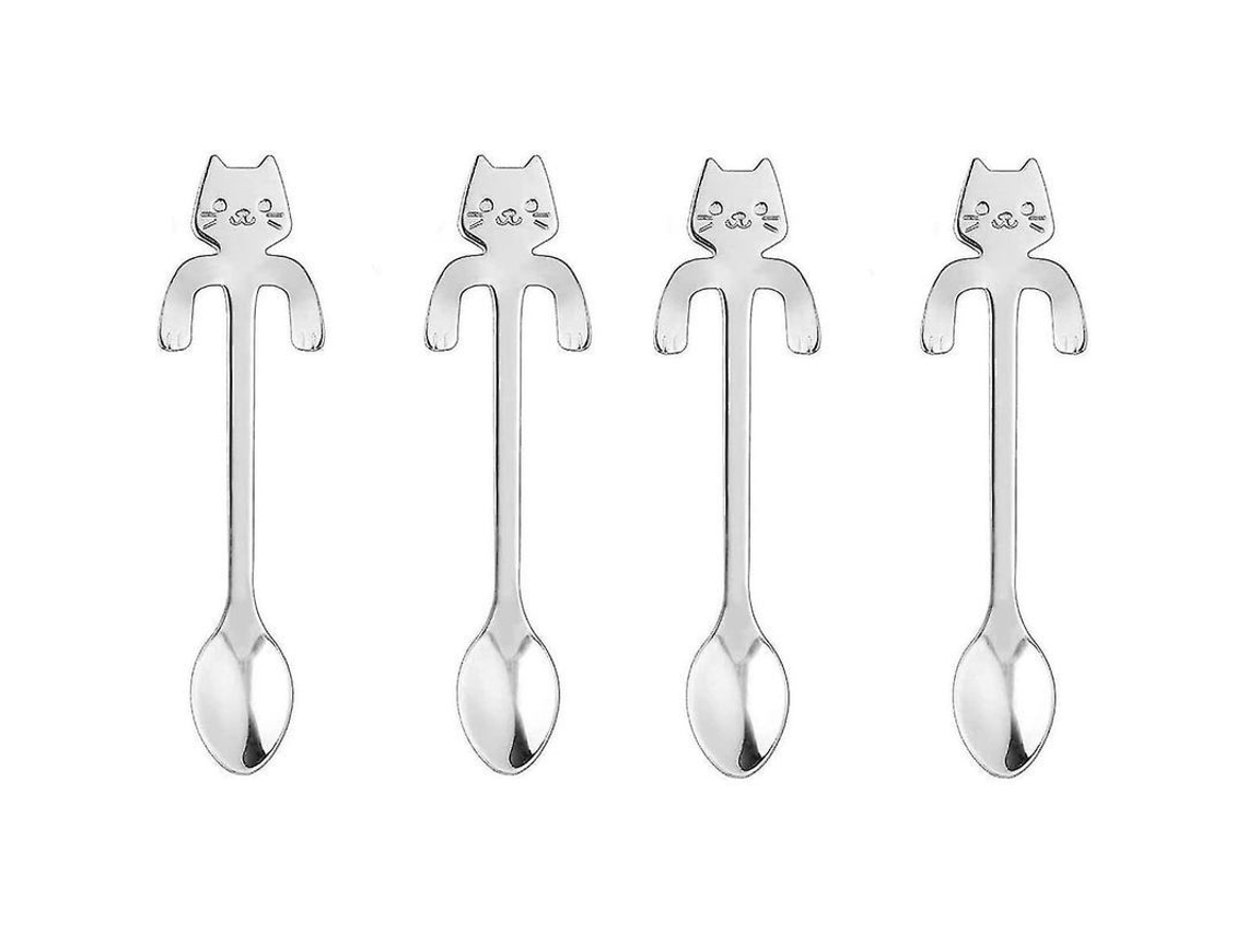 20 Colheres Mini Gato De Aço Inoxidável Para Chá Café Sobremesa Açúcar Sorvete (11,5cm)