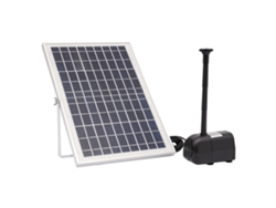 Fuente con bomba de agua solar, alta eficiencia, diseño ecológico, color negro.