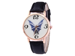 Reloj De Pulsera Unisex De Cuarzo Con Correa De Piel Sintética, Estilo Casual, Moderno, Negro.