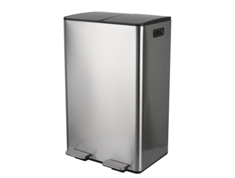 Cubo Basura SPIRELLA 60L Reciclaje Pedal Retráctil Aliya Acero Satinado 2x30L