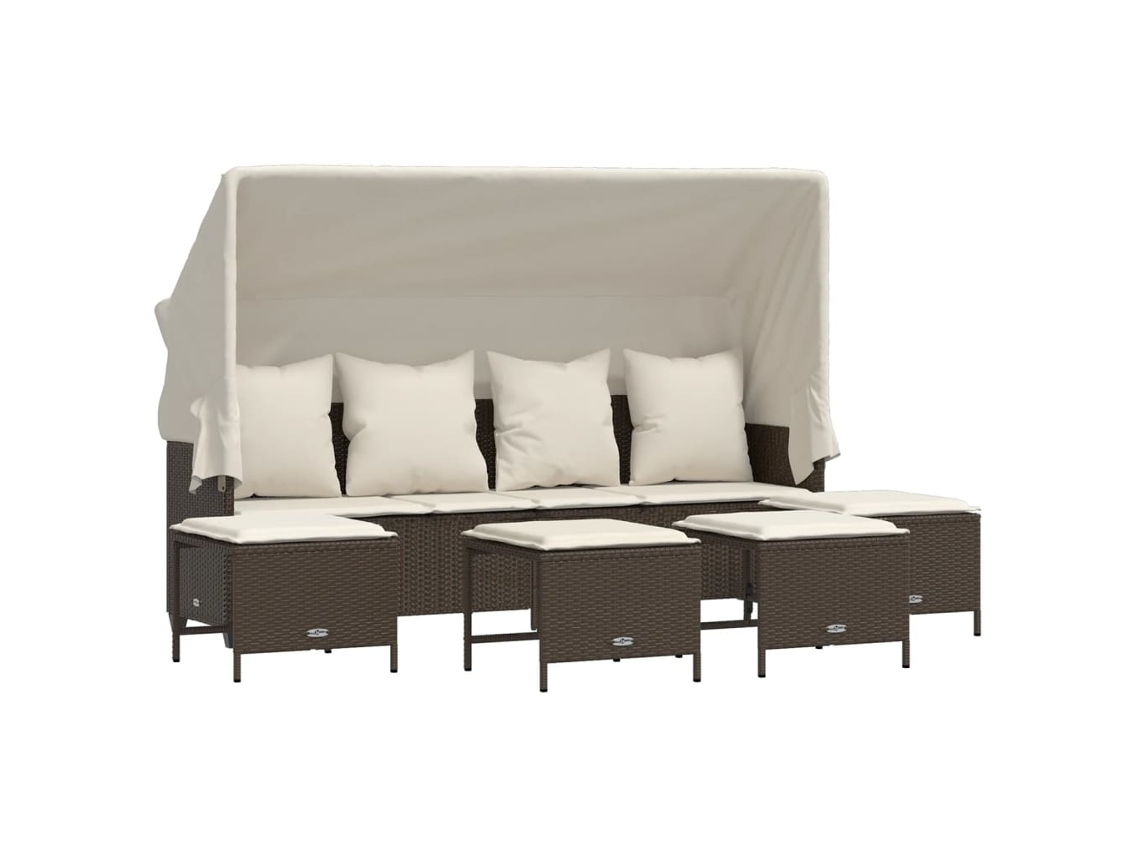 Maison Exclusive - Set Comedor De Jardín 5 Piezas Y Cojines Ratán Sintético Marrón
