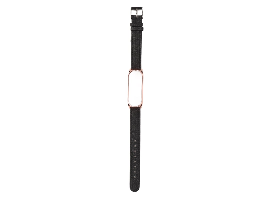 Cinto De Pulseira Inteligente De Couro Com Encaixe Metal Para Mi Band 6 5 Nfc (preto Ouro)