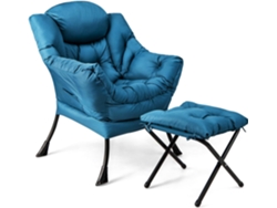 Sillones para el Salón con Reposapiés, Butaca Dormitorio con Almohada, Reposabrazos, Bolsillo Lateral, Sillón de Relax Sala Dormitorio Oficina COSTWAY