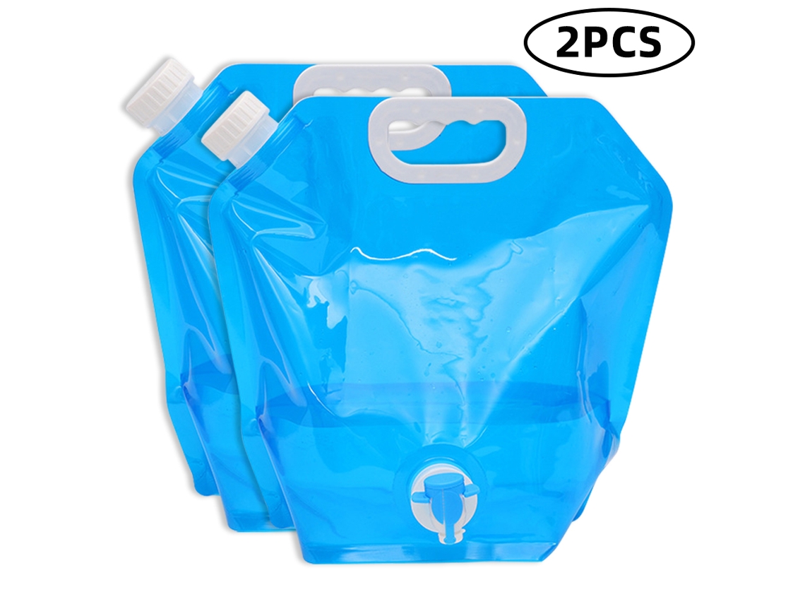 Bolsa de agua plegable de 2 piezas, 10 L, para camping y actividades al aire libre.