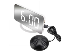 Reloj despertador digital vibratorio con espejo multifuncional, reloj de escritorio sencillo con alta vibración para uso doméstico y de oficina.