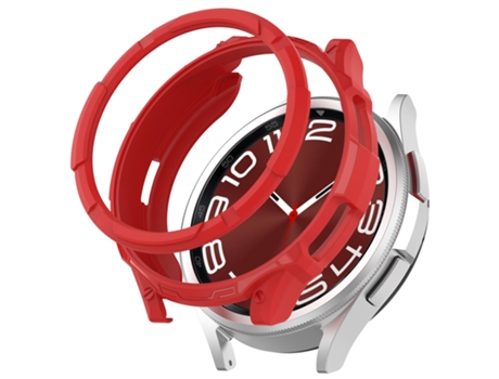 Samsung Galaxy Watch 6 Classic 47 mm Anillo giratorio + Funda protectora de TPU Armor Watch (Rojo)