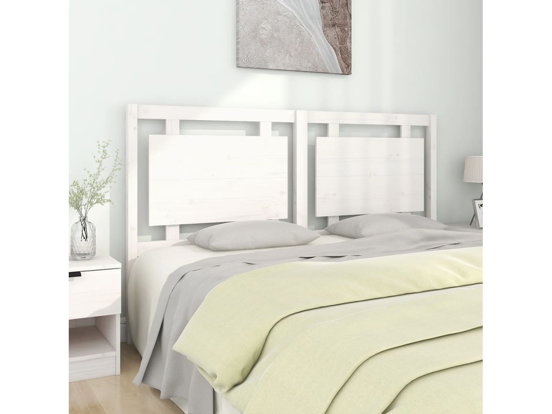 Cabecero De Cama Madera Maciza De Pino Blanco 165,5x4x100 Cm