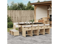 Juego de comedor de jardín de 13 piezas con cojines de mimbre beige de DKD Home Decor