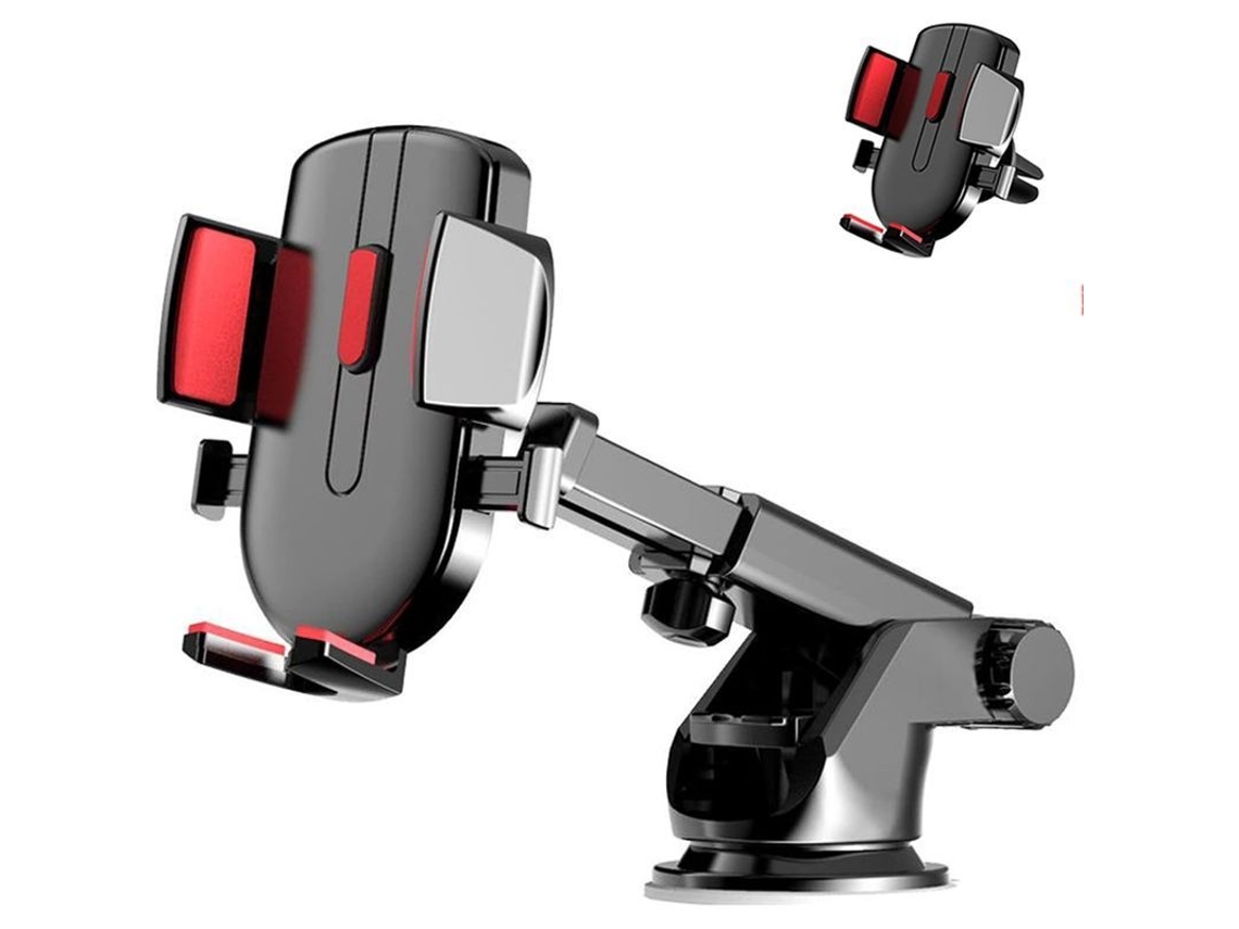 Soporte Para Teléfono De Coche Con Ventosa Estable Y Ultrarresistente, Brazo Largo Compatible Con Teléfonos De 4,0 A 7,0 Pulgadas, Color Rojo.