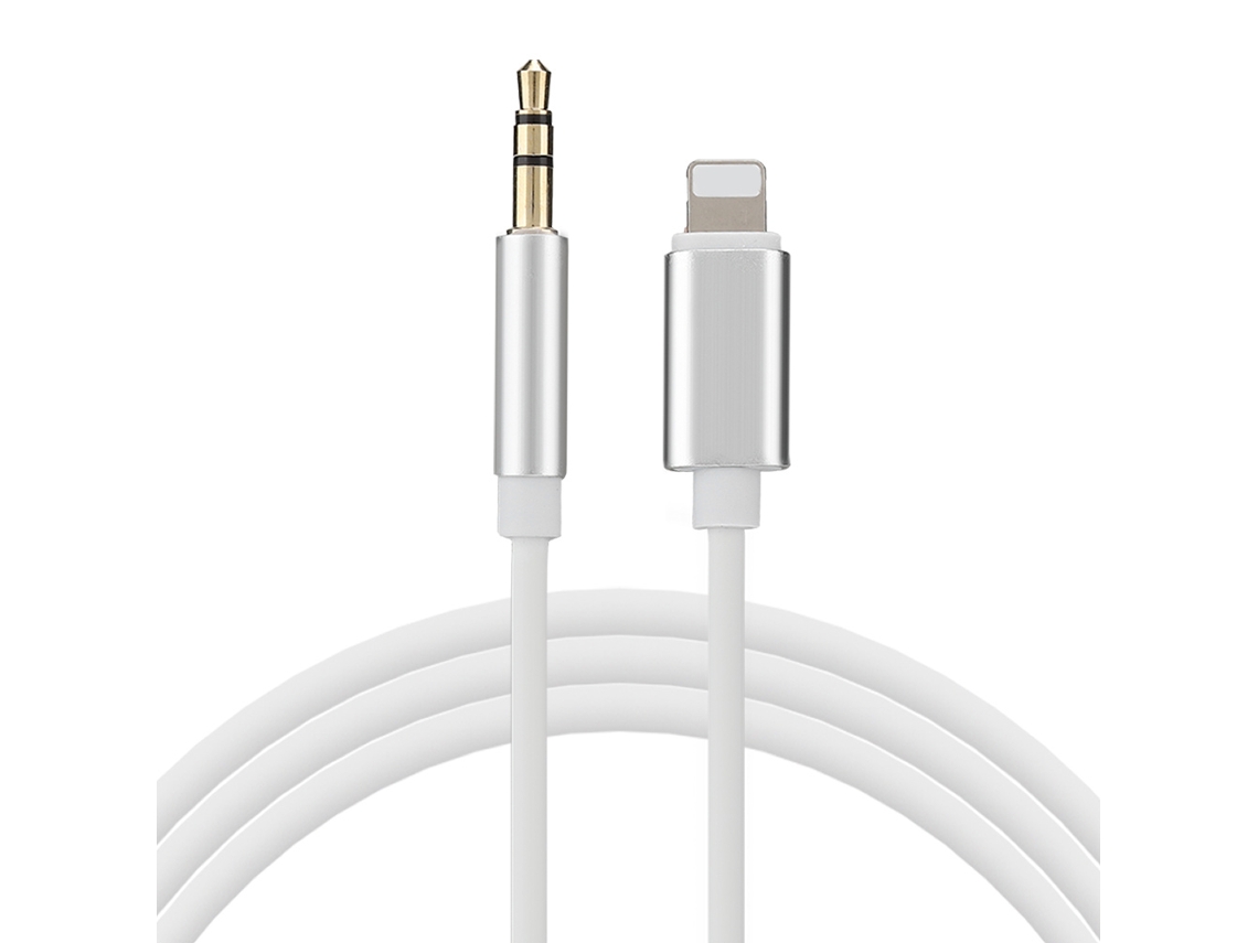 Cable De Audio Y Datos De 3.5mm Con Conector Aux Para Coche, Altavoces, Teléfonos Y Auriculares (blanco Plata)