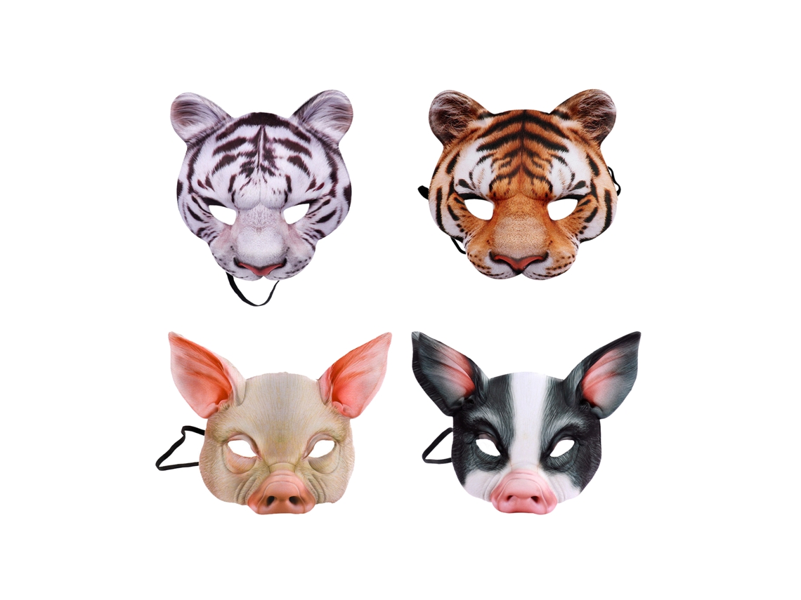 Máscaras de animales para Halloween, 4 piezas, formas variadas