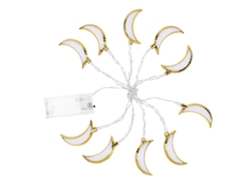 Guirnalda de luces con forma de luna, de 1,5 m, con 10 LED, para decorar fiestas, bodas y festivales durante el Ramadán y el Eid (2026).