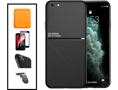 Kit Carcasa Magnética Anti Choque + Cartera + Protector de Pantalla iPhone SE 2022 G4M Negro