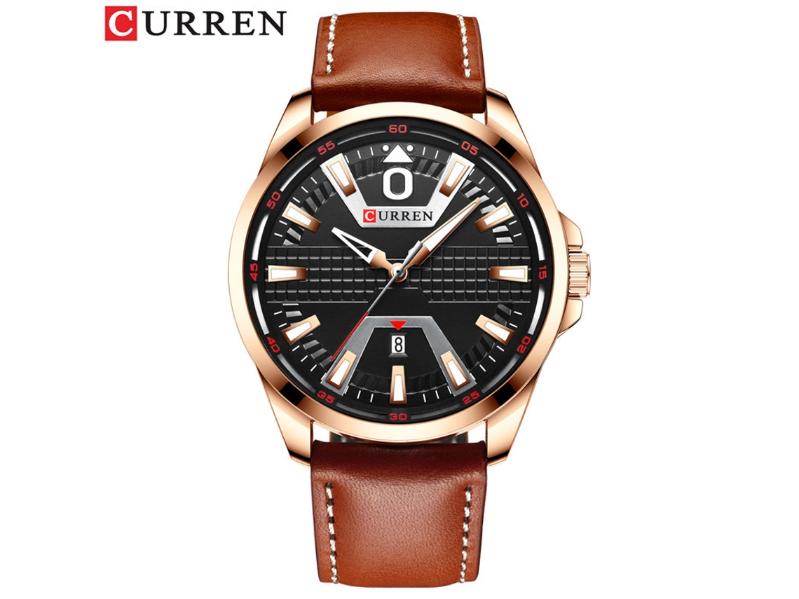 Reloj De Cuarzo Resistente Al Agua (marrón, Dorado, Negro), Correa De Cuero Delgada, Reloj De Negocios Elegante Para Hombre.