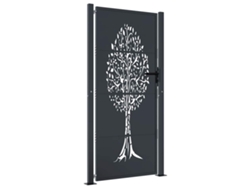 Maison Exclusive - Puerta De Jardín Antracita 100x200 Cm De Acero Con Diseño De Árbol