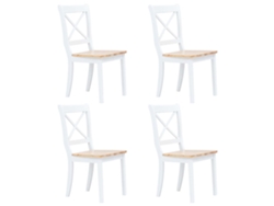 Maison Exclusive - Juego De Comedor 5 Piezas Madera Maciza De Caucho Blanco Marrón