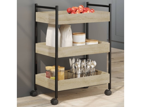 Carrito de cocina madera de ingeniería roble Sonoma VIDAXL (50x30x70 cm)