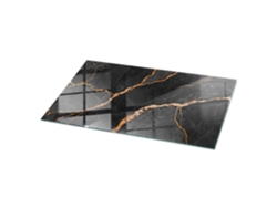 Cristal Para Mesa Rectangular Espelharte (120x60 Cm - Patrón De Mármol Con Vetas - Negro)